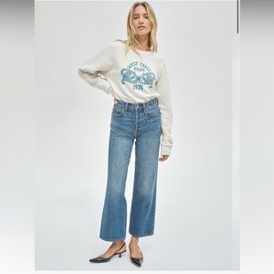 Aritzia Denim Forum The Farrah High Rise Wide Leg 28L size 24 in My Bleu L’amour